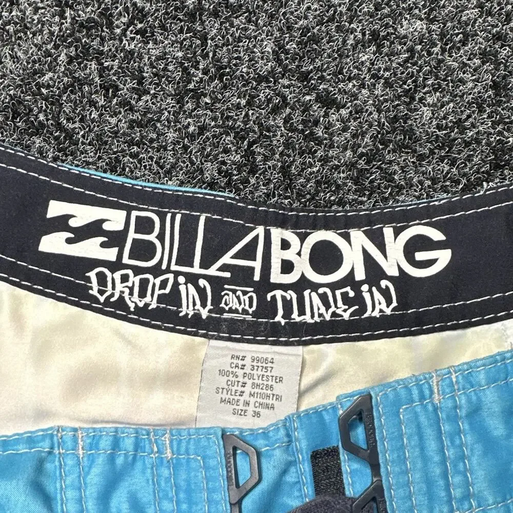 Billabong Drop In and Tune In Board Shorts Mens 36 Blue Gray Tie-Dye Drawstring